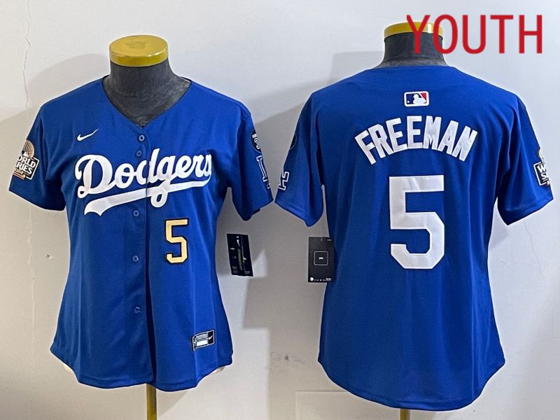 Youth Los Angeles Dodgers #5 Freeman Blue Game 2024 Nike MLB Jersey style 112118